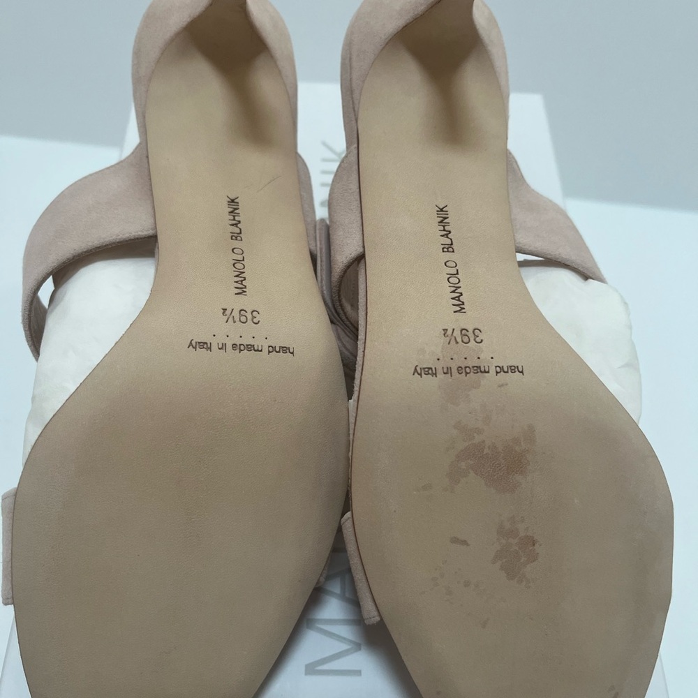 NIB MANOLO BLAHNIK GABLE SUEDE BUCKLE HEELED SLIDE SANDAL 39.5 - Picture 3 of 6